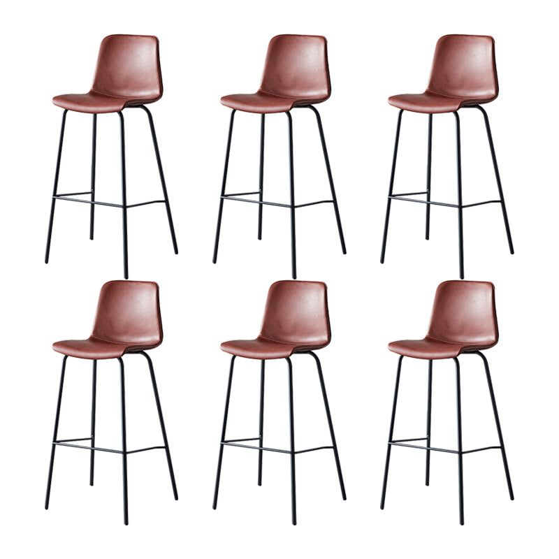 Modern Backrest Armless Counter Stool Metal Cafe Bar Stool with Leather Cushion