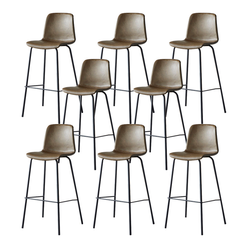 Modern Backrest Armless Counter Stool Metal Cafe Bar Stool with Leather Cushion