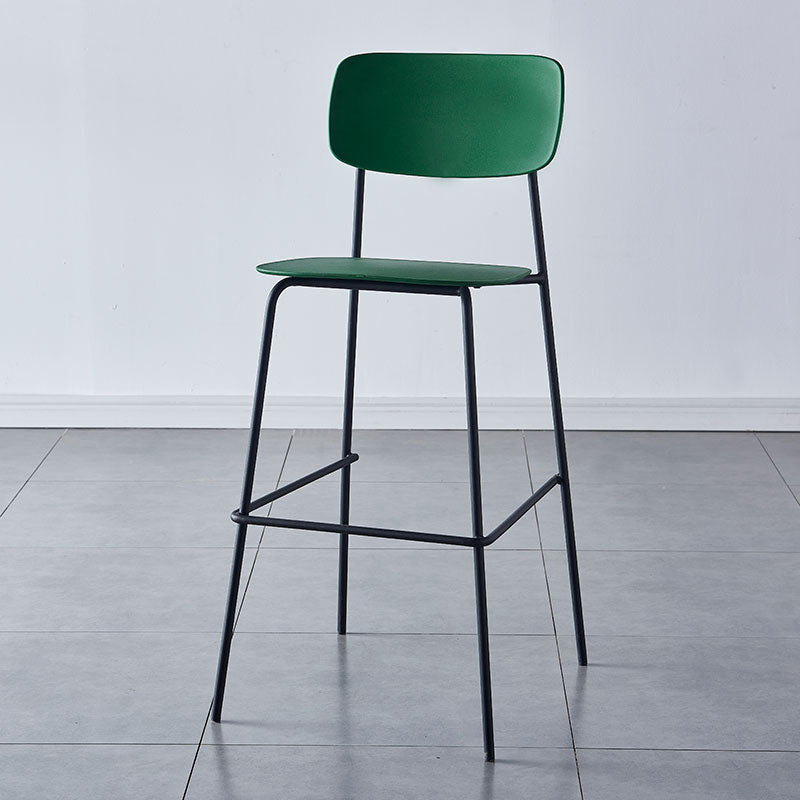 Modern Backrest Armless Counter Stool Iron Pub Stool with Plastic Cushion
