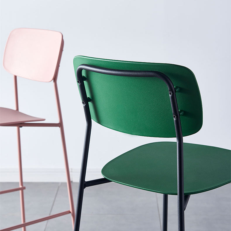 Modern Backrest Armless Counter Stool Iron Pub Stool with Plastic Cushion