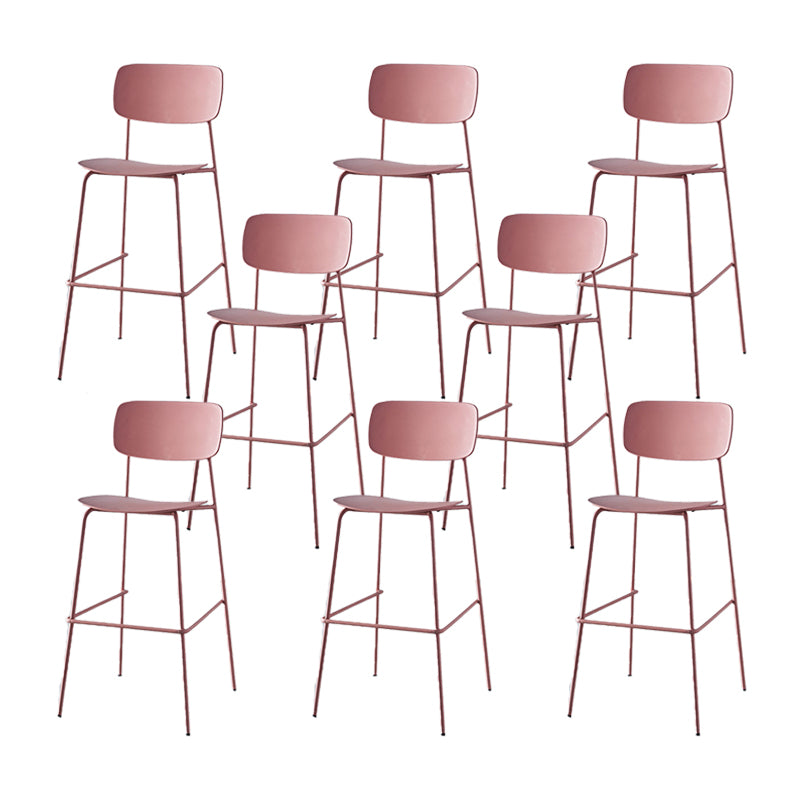 Modern Backrest Armless Counter Stool Iron Pub Stool with Plastic Cushion