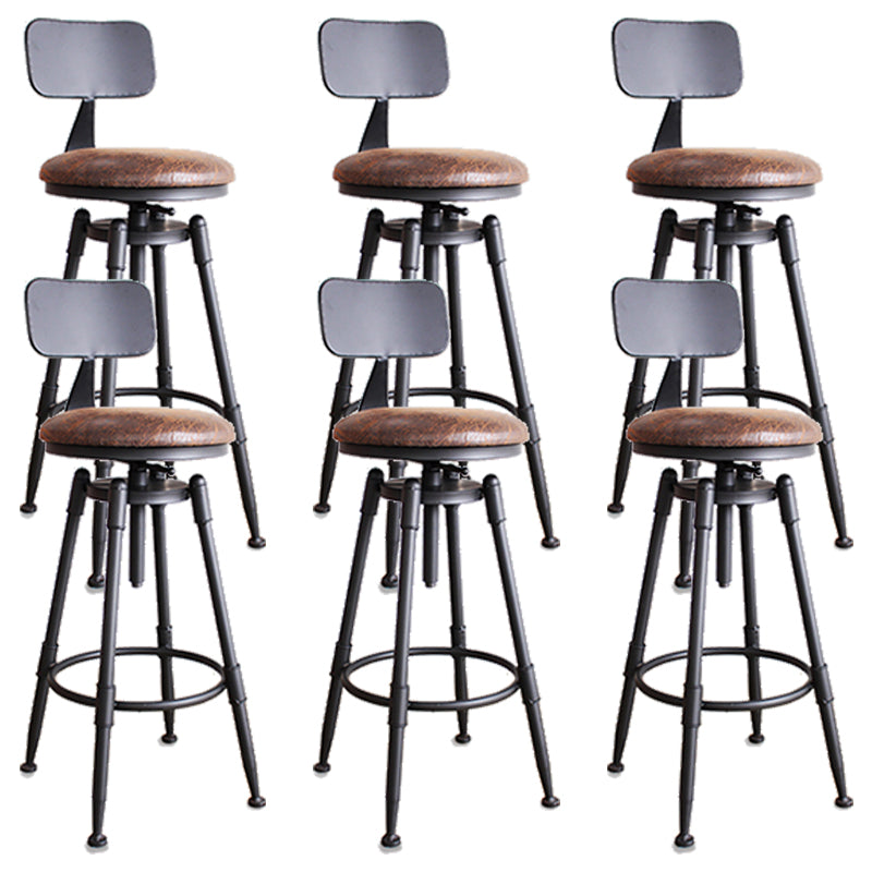Industrial Rotatable Armless Counter Stool Iron Bar Stool with Pedal