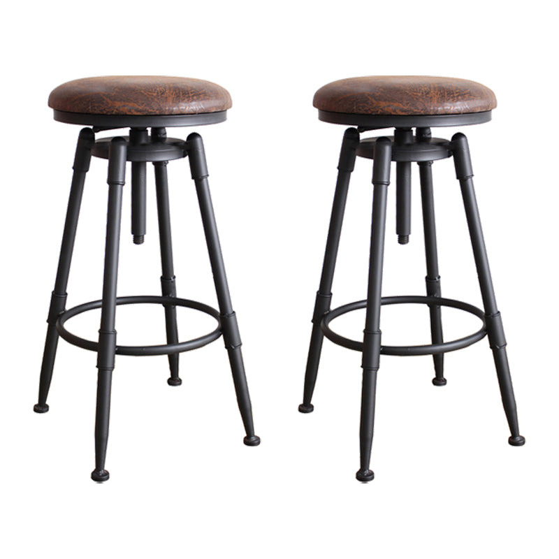 Industrial Rotatable Armless Counter Stool Iron Bar Stool with Pedal