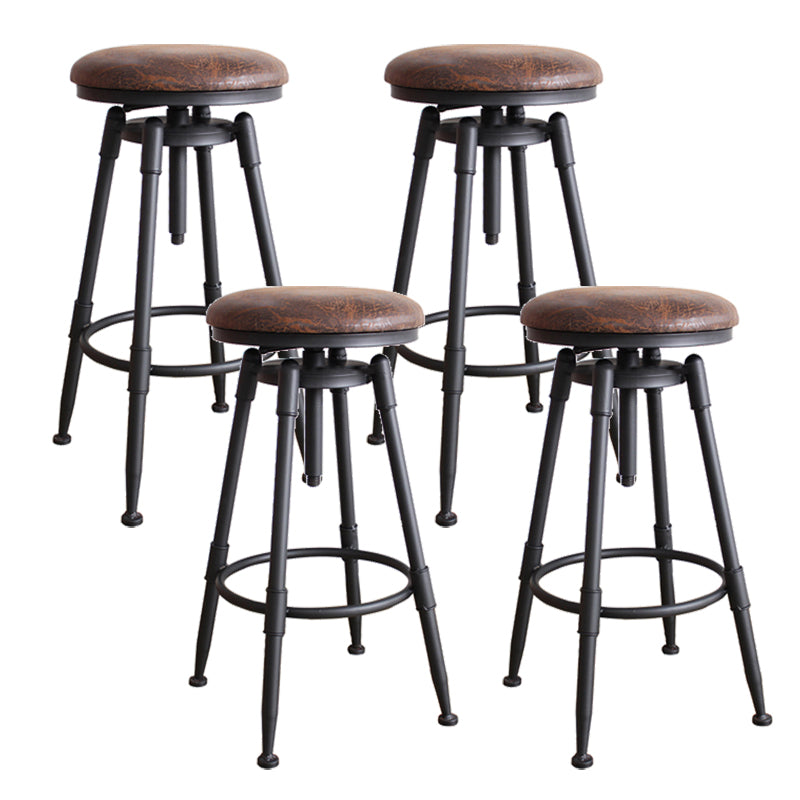 Industrial Rotatable Armless Counter Stool Iron Bar Stool with Pedal