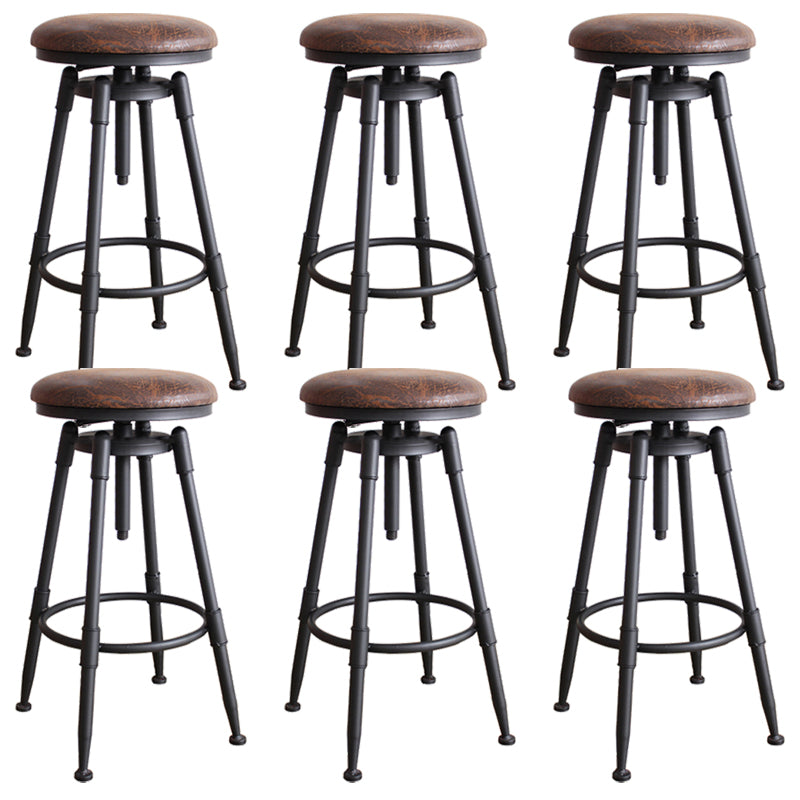 Industrial Rotatable Armless Counter Stool Iron Bar Stool with Pedal