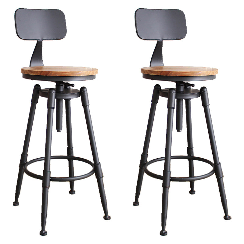 Industrial Rotatable Armless Counter Stool Iron Bar Stool with Pedal