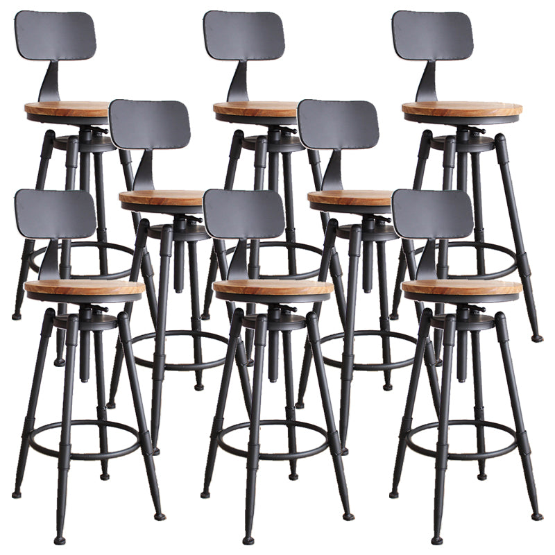 Industrial Rotatable Armless Counter Stool Iron Bar Stool with Pedal