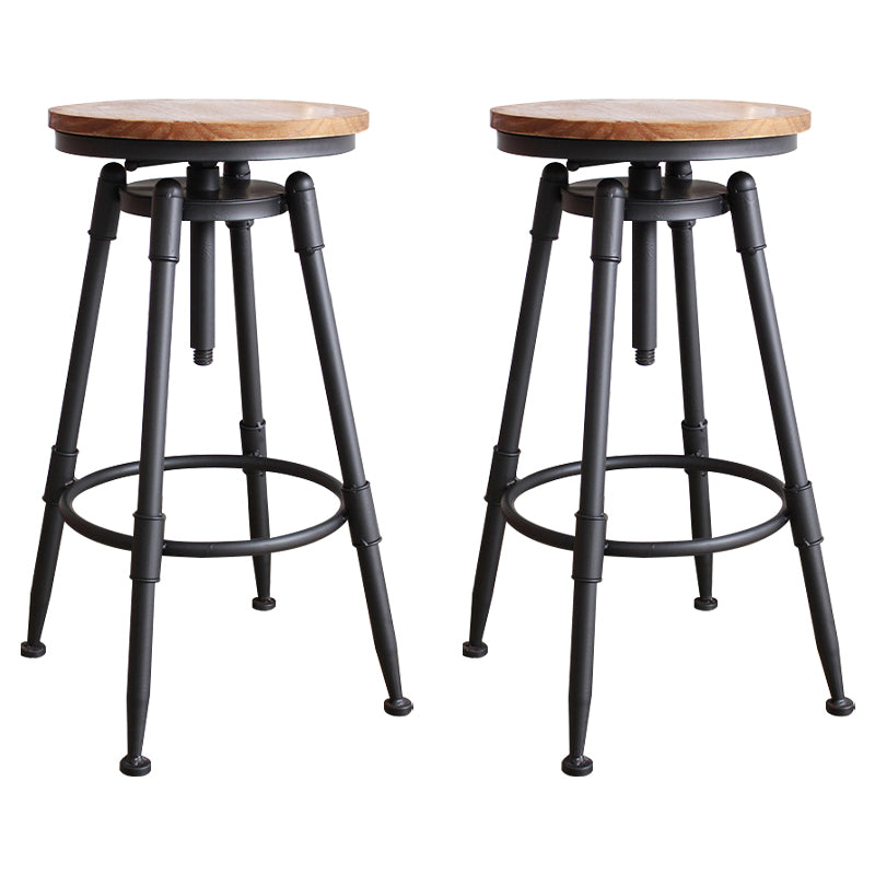 Industrial Rotatable Armless Counter Stool Iron Bar Stool with Pedal