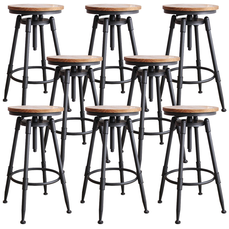Industrial Rotatable Armless Counter Stool Iron Bar Stool with Pedal