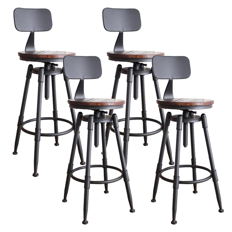 Industrial Rotatable Armless Counter Stool Iron Bar Stool with Pedal