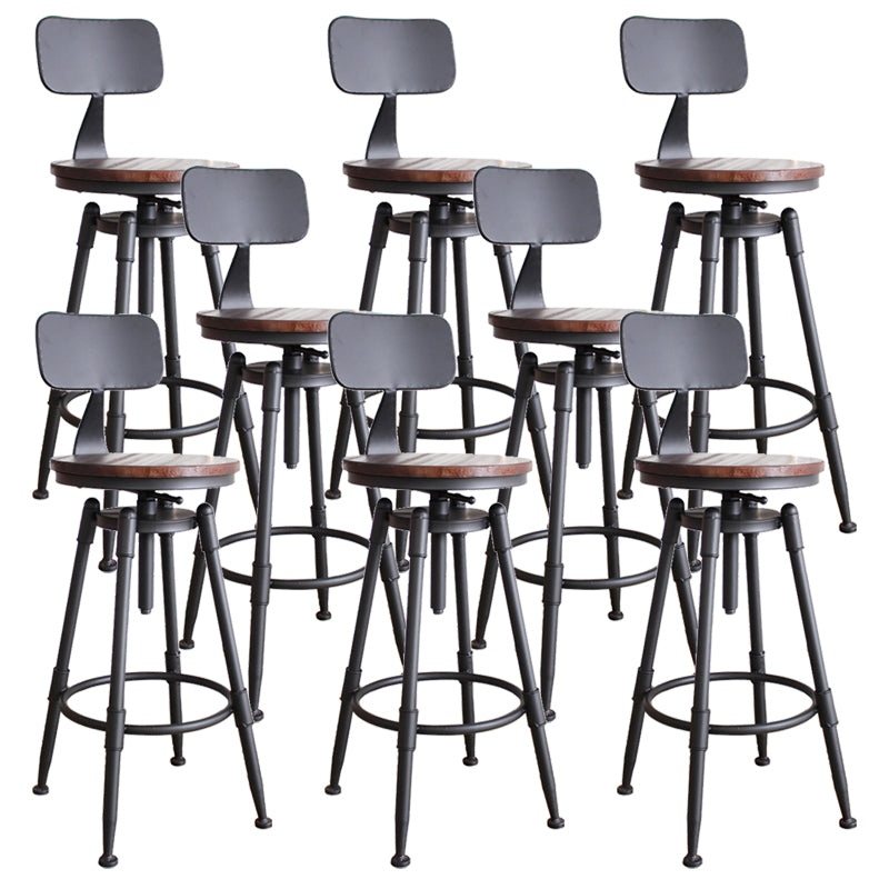 Industrial Rotatable Armless Counter Stool Iron Bar Stool with Pedal