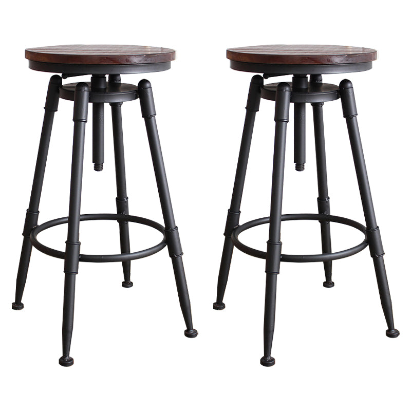Industrial Rotatable Armless Counter Stool Iron Bar Stool with Pedal