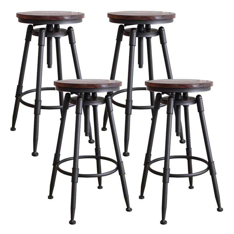 Industrial Rotatable Armless Counter Stool Iron Bar Stool with Pedal