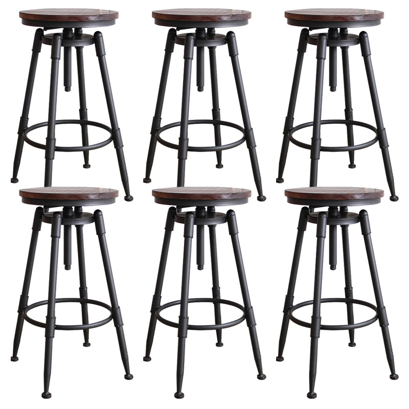 Industrial Rotatable Armless Counter Stool Iron Bar Stool with Pedal