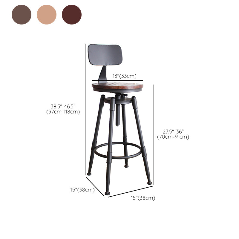 Industrial Rotatable Armless Counter Stool Iron Bar Stool with Pedal