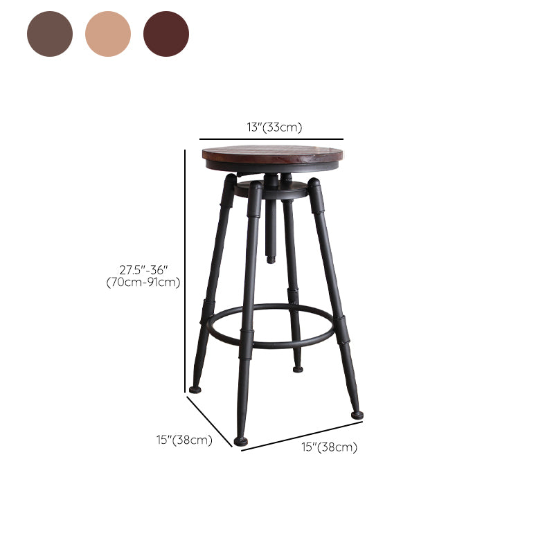 Industrial Rotatable Armless Counter Stool Iron Bar Stool with Pedal