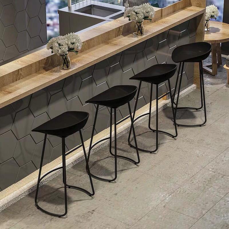 Modern Backrest Armless Counter Stool Iron Cafe Bar Stool with Acrylic Seat