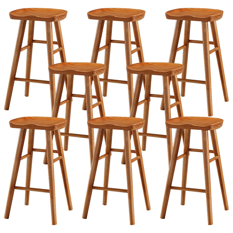 Industrial Armless Counter High Stool Solid Wood Backless Bistro Bar Stool with 4 Legs