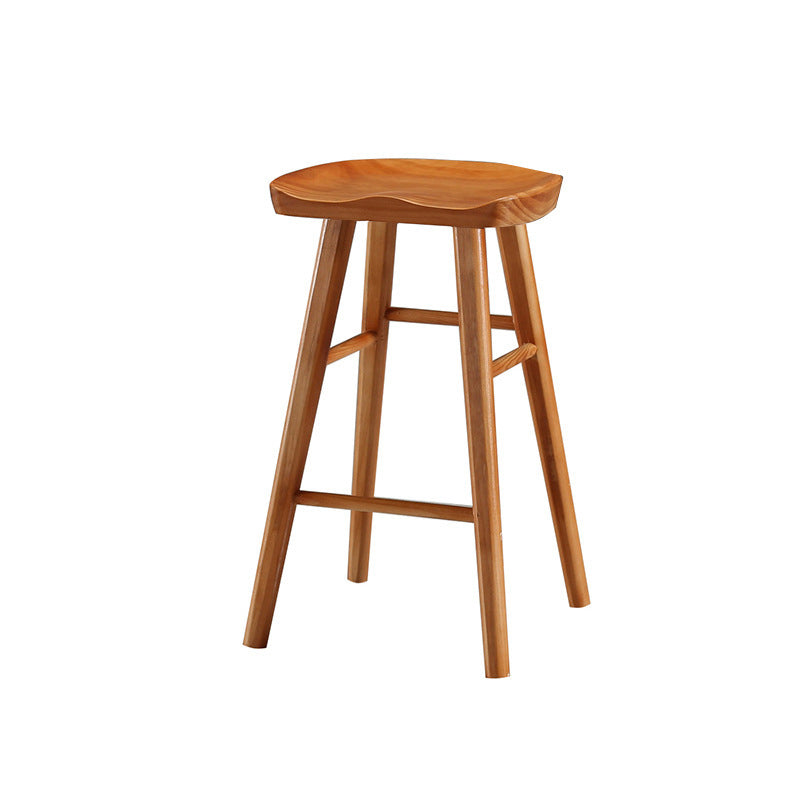 Industrial Armless Counter High Stool Solid Wood Backless Bistro Bar Stool with 4 Legs