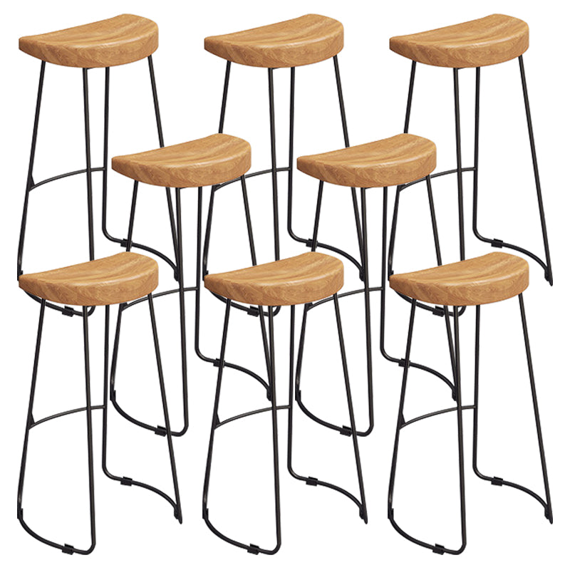Contemporary Wood Bar Stool Metal Bar Stool with Contoured Seat