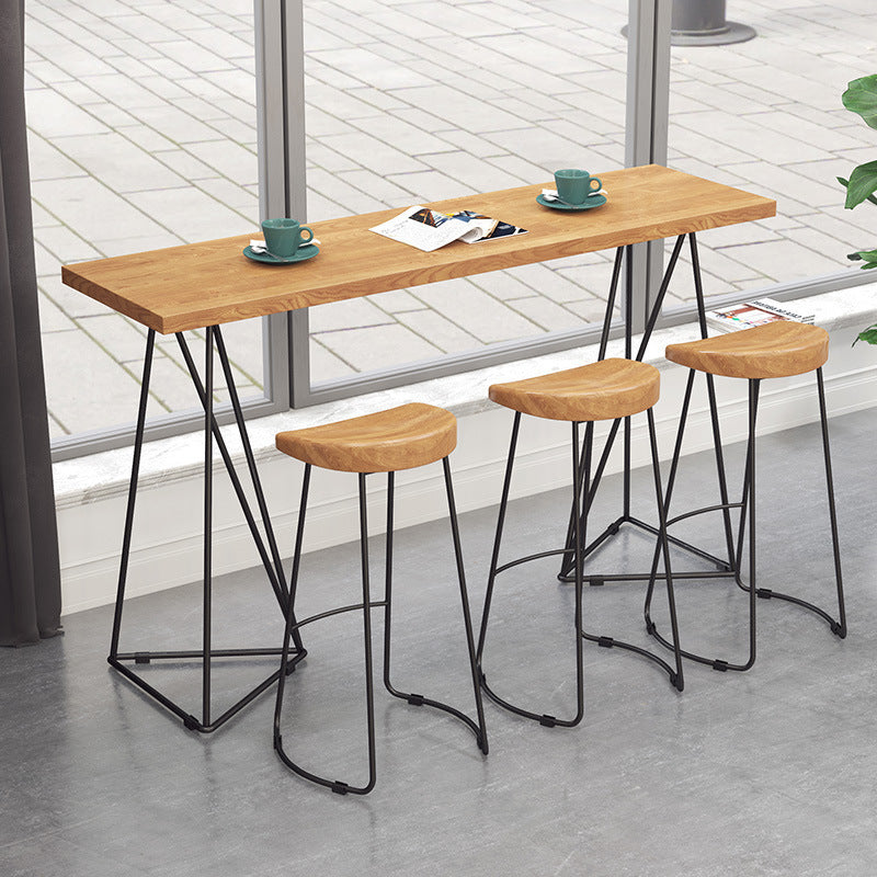 Contemporary Wood Bar Stool Metal Bar Stool with Contoured Seat