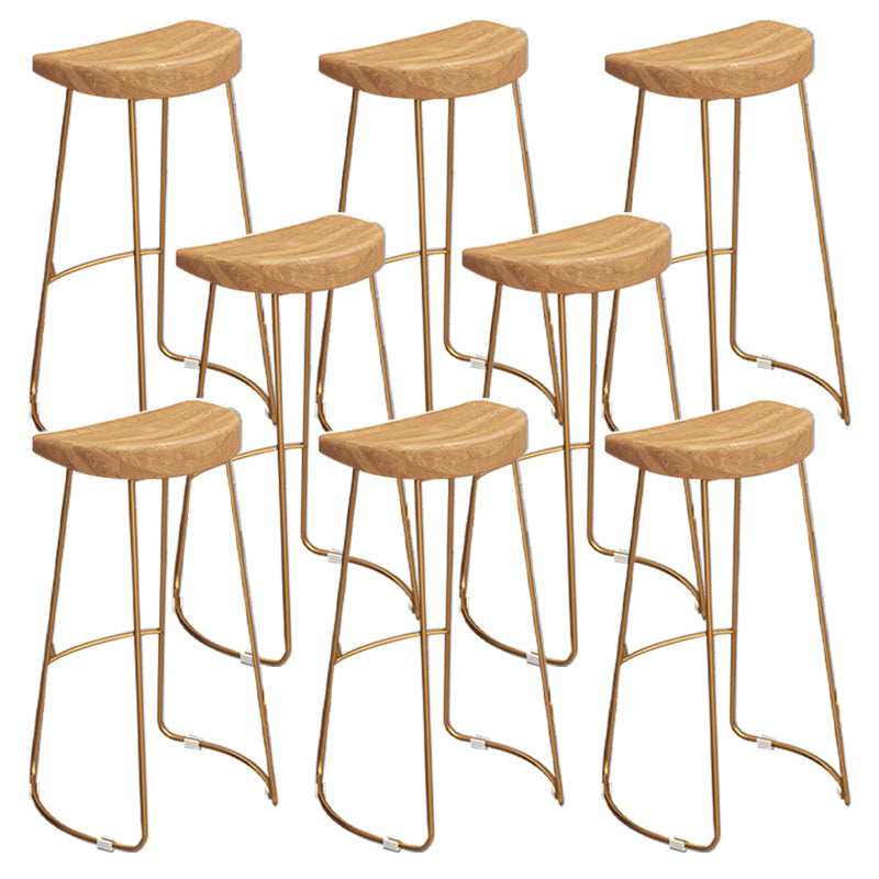 Contemporary Wood Bar Stool Metal Bar Stool with Contoured Seat