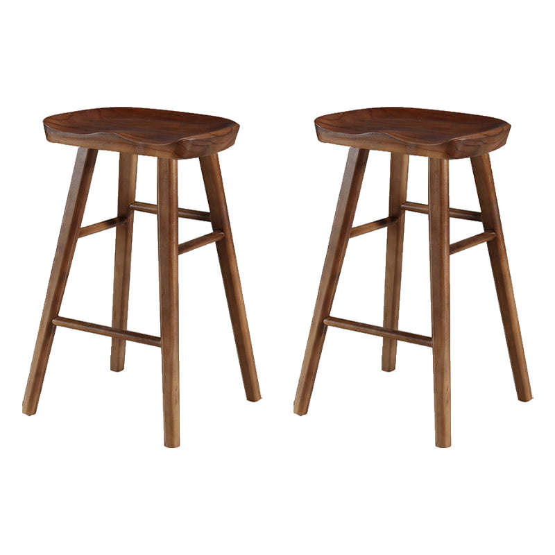 Modern Armless Backless Counter Stool Wood Cafe Bar Stool with Pedal