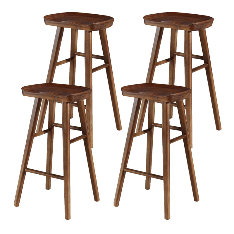 Modern Armless Backless Counter Stool Wood Cafe Bar Stool with Pedal