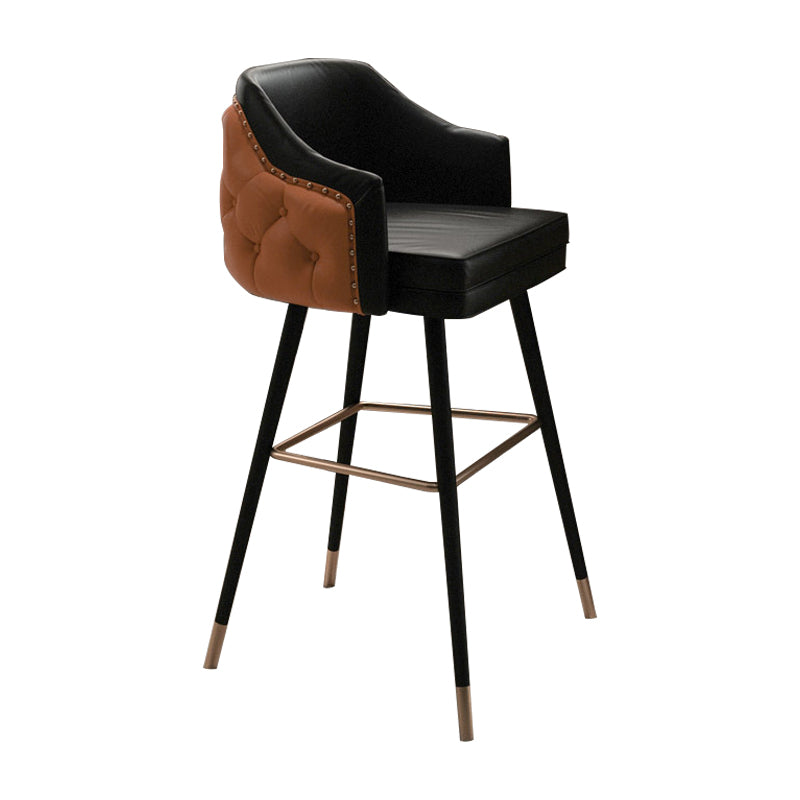 Modern Armrest Backrest Counter Stool Iron Cafe Bar Stool with Cushion and Pedal