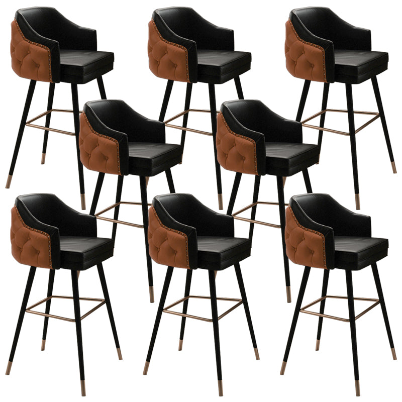 Modern Armrest Backrest Counter Stool Iron Cafe Bar Stool with Cushion and Pedal