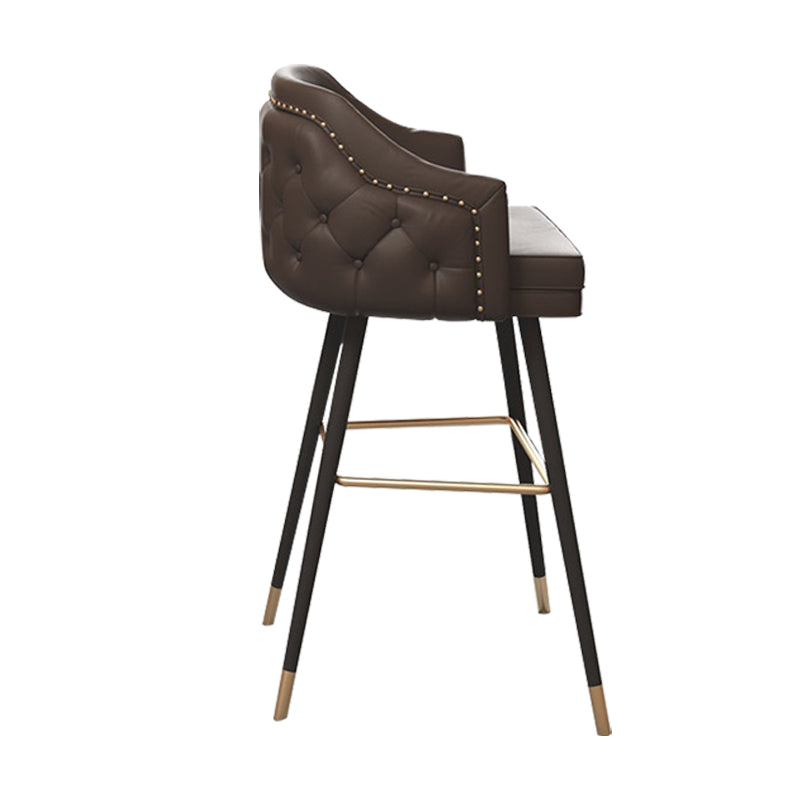 Modern Armrest Backrest Counter Stool Iron Cafe Bar Stool with Cushion and Pedal