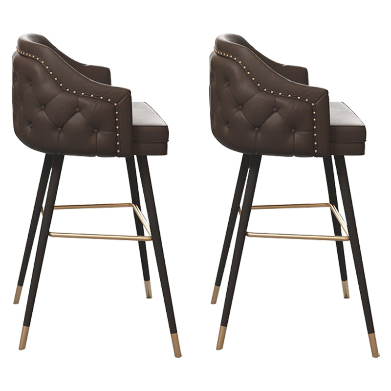 Modern Armrest Backrest Counter Stool Iron Cafe Bar Stool with Cushion and Pedal