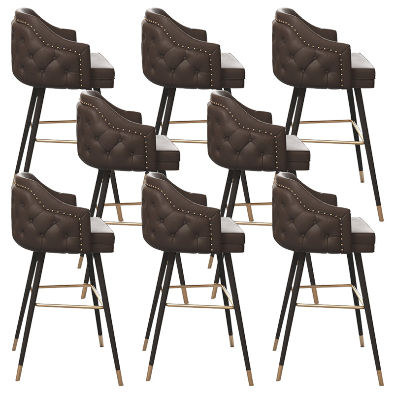 Modern Armrest Backrest Counter Stool Iron Cafe Bar Stool with Cushion and Pedal