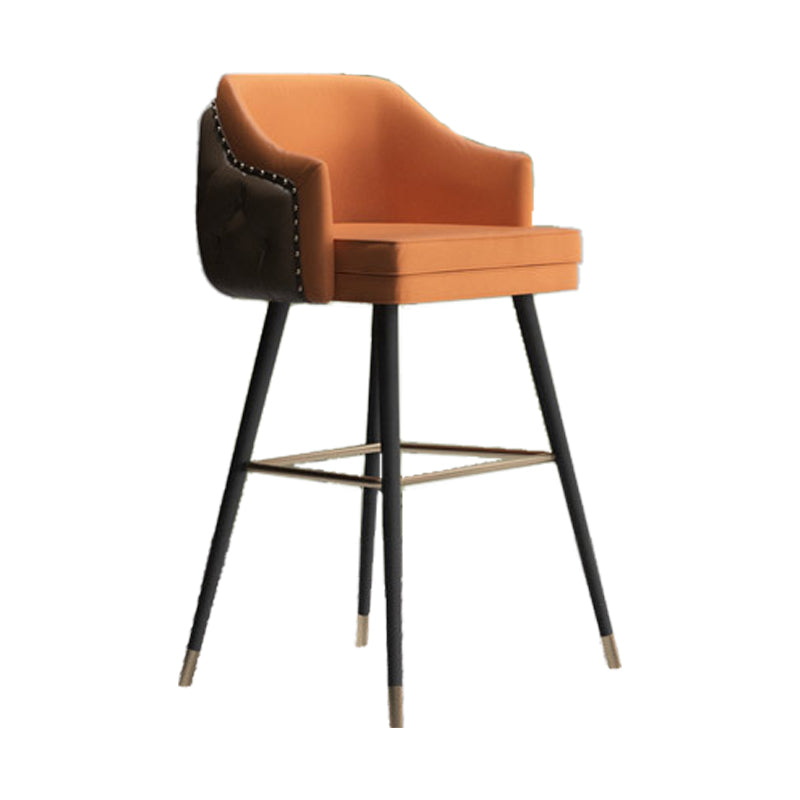 Modern Armrest Backrest Counter Stool Iron Cafe Bar Stool with Cushion and Pedal