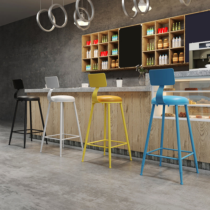 Contemporary PU Leather Bar-stool Round Seat Counter Bar Stool with Metal Legs