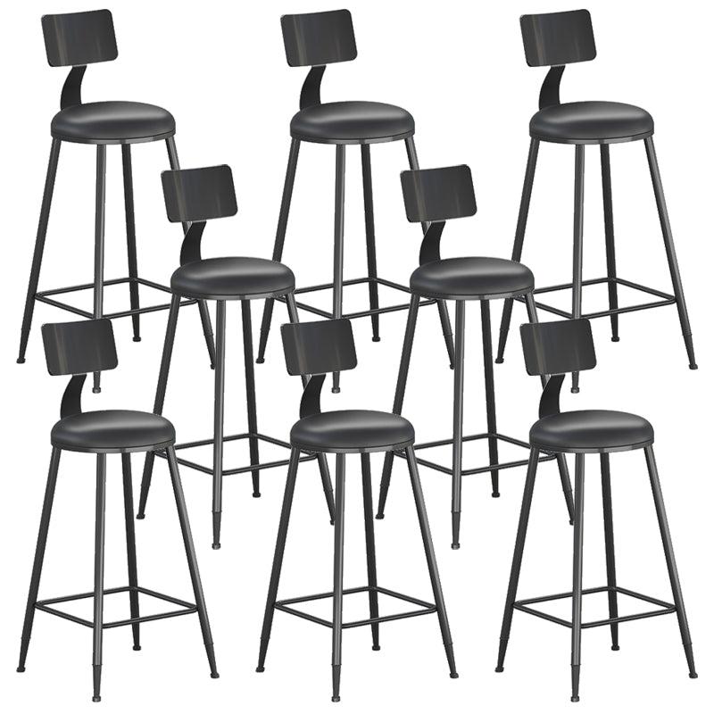 Contemporary PU Leather Bar-stool Round Seat Counter Bar Stool with Metal Legs