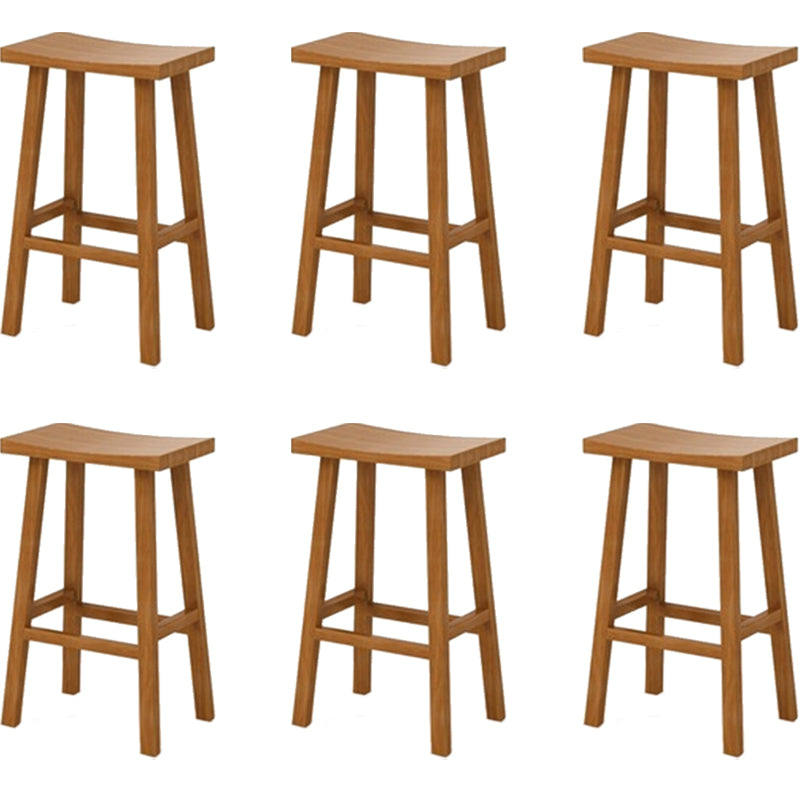 Industrial Armless Counter High Stool Solid Wood Backless Bistro Pub Stool with 4 Legs