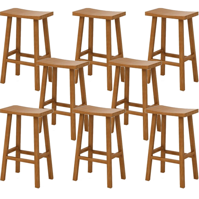 Industrial Armless Counter High Stool Solid Wood Backless Bistro Pub Stool with 4 Legs