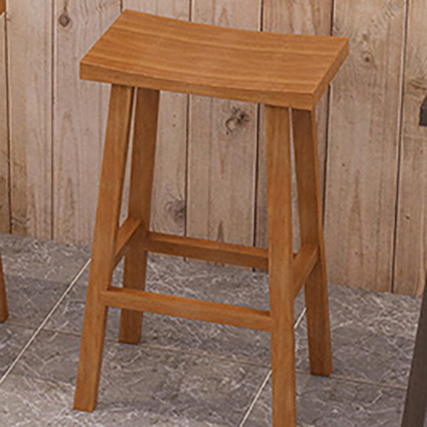 Industrial Armless Counter High Stool Solid Wood Backless Bistro Pub Stool with 4 Legs