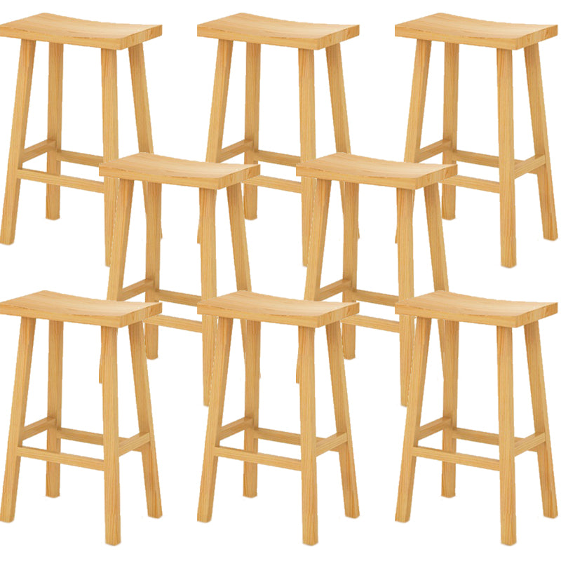 Industrial Armless Counter High Stool Solid Wood Backless Bistro Pub Stool with 4 Legs