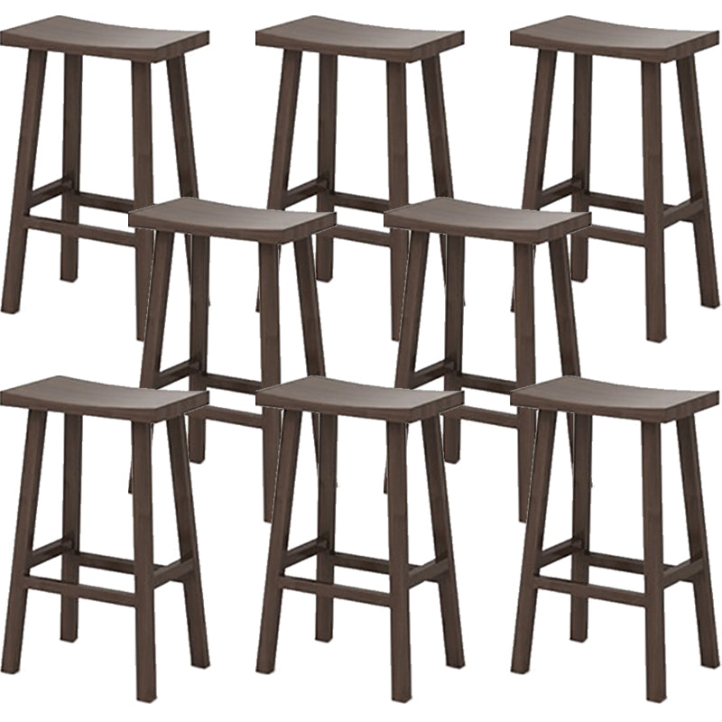 Industrial Armless Counter High Stool Solid Wood Backless Bistro Pub Stool with 4 Legs