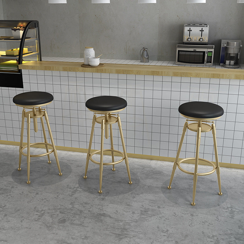 Industrial Armless Liftable Counter Stool Iron Cafe Bar Stool with Pedal