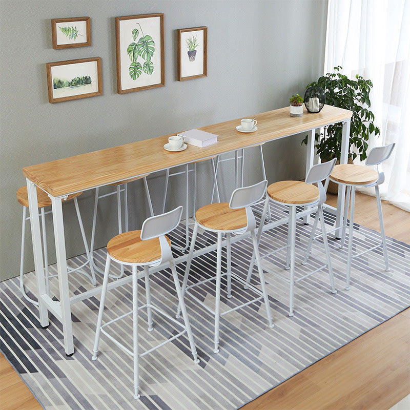 Contemporary Wood Seat Bar Stool Metal Bar Stool for Home Use