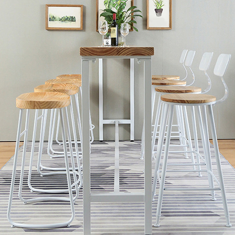 Contemporary Wood Seat Bar Stool Metal Bar Stool for Home Use
