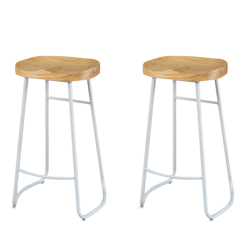 Contemporary Wood Seat Bar Stool Metal Bar Stool for Home Use
