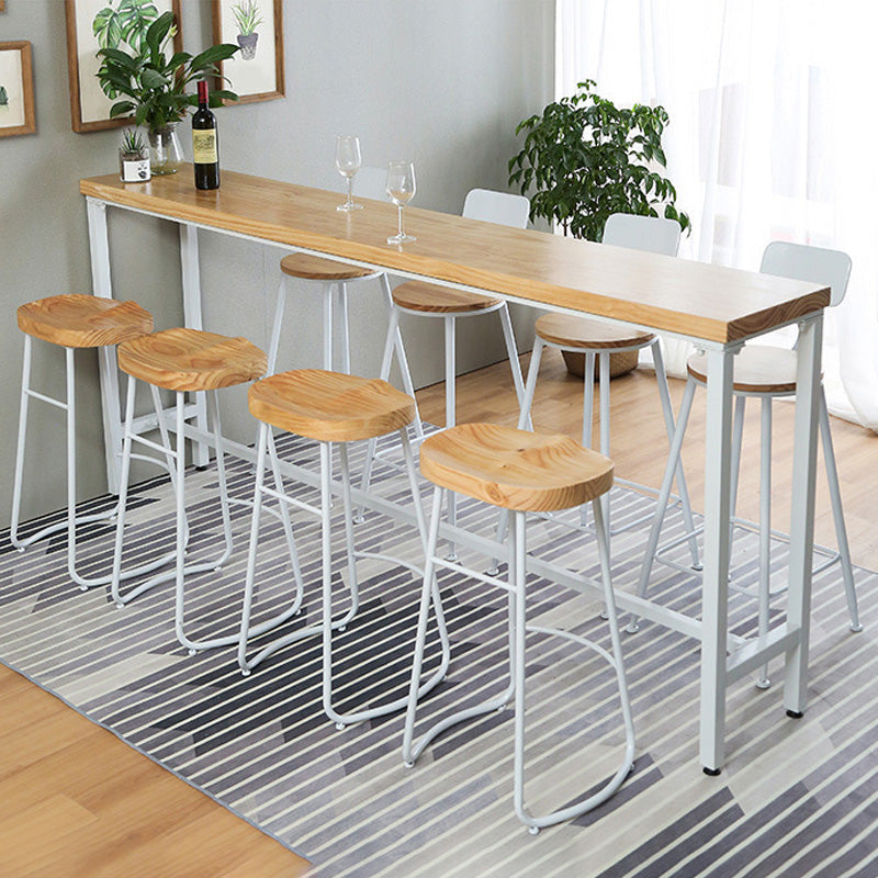 Contemporary Wood Seat Bar Stool Metal Bar Stool for Home Use