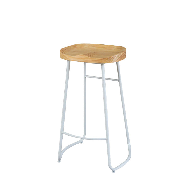 Contemporary Wood Seat Bar Stool Metal Bar Stool for Home Use