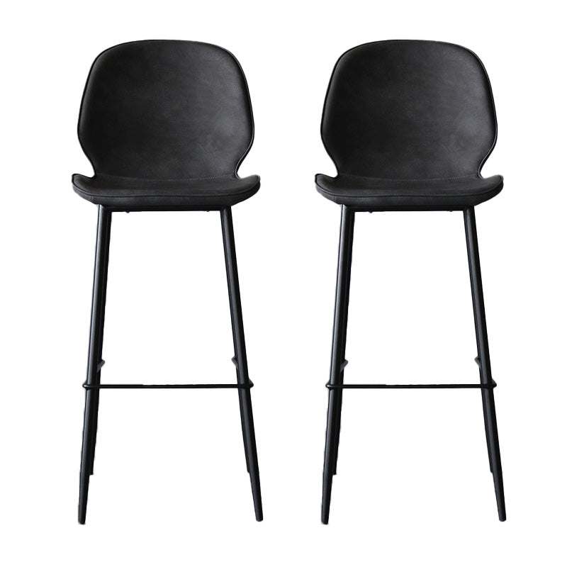 Modern Backrest Armless Counter Stool Iron Cafe Bar High Stool with Leather Cushion