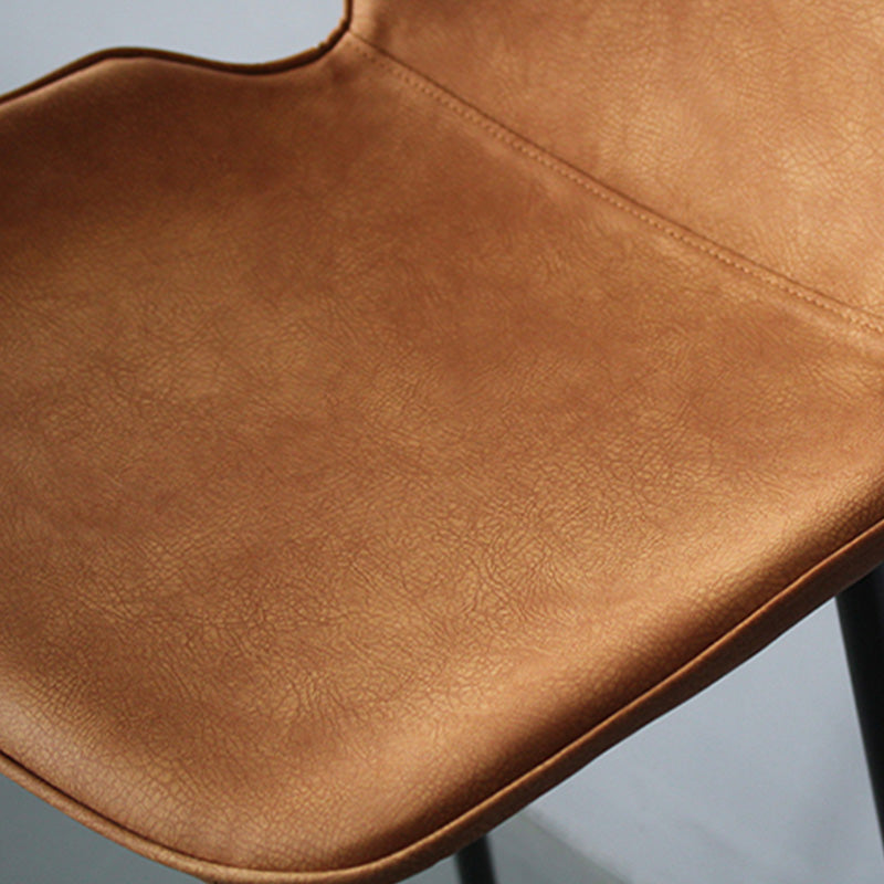 Modern Backrest Armless Counter Stool Iron Cafe Bar High Stool with Leather Cushion