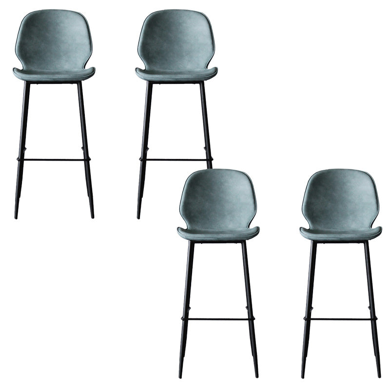 Modern Backrest Armless Counter Stool Iron Cafe Bar High Stool with Leather Cushion